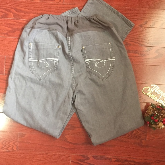 Maternity Grey Pants w/adjustable waist - Picture 2 of 8